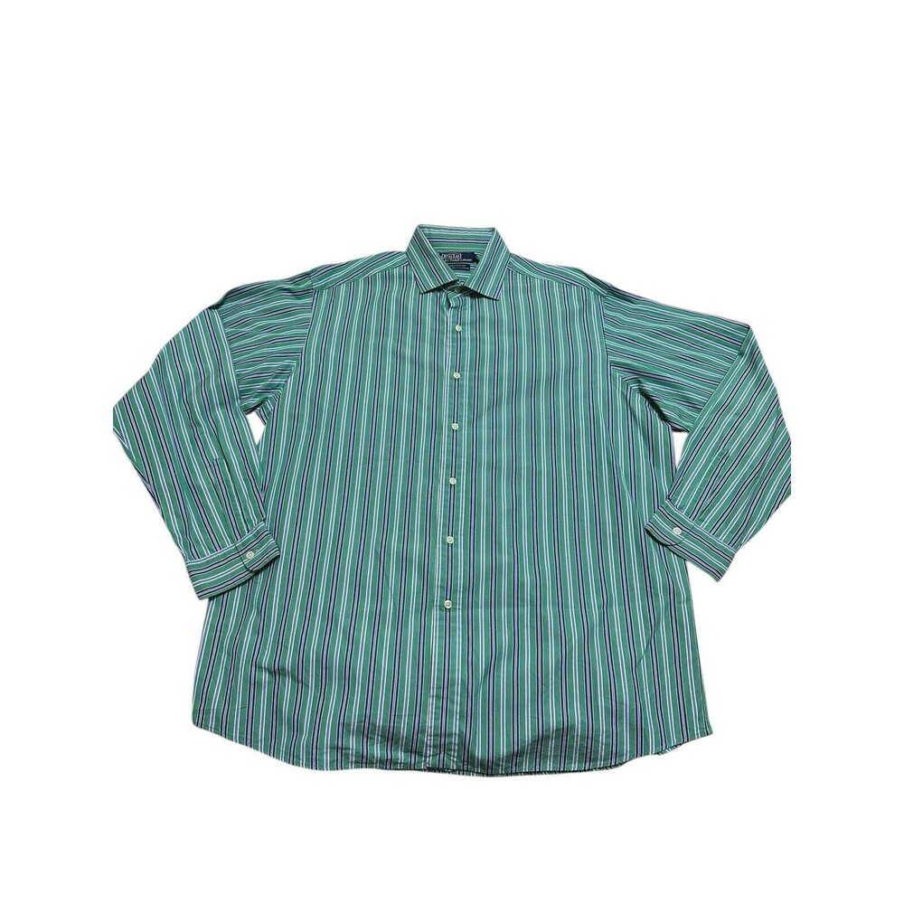 Polo Ralph Lauren XL Westerton Striped Long Sleeve Button Shirt Mens Green O12-2